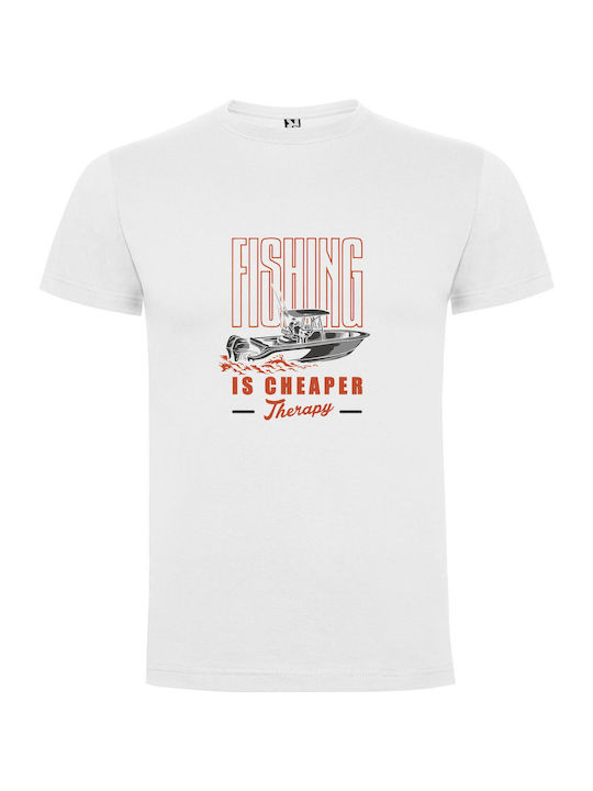 iLovePrints Therapeutic Fishing T-shirt Λευκό