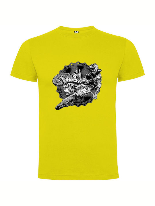 iLovePrints Airborne Motocross Madness T-shirt Yellow