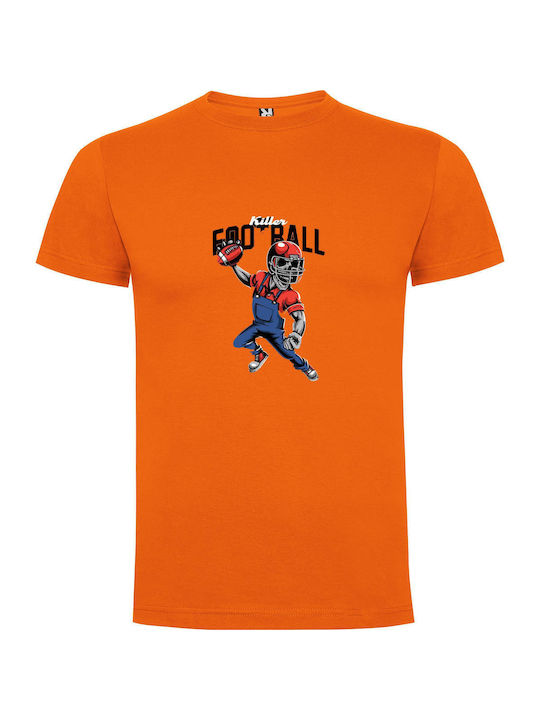 iLovePrints Killer Football Mascot Hero T-shirt Orange