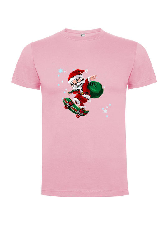 iLovePrints Skateboard Santa Claus! T-shirt Pink