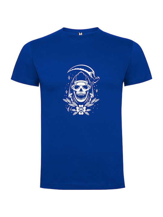 iLovePrints Monochrome Punk Reaper T-shirt Blue