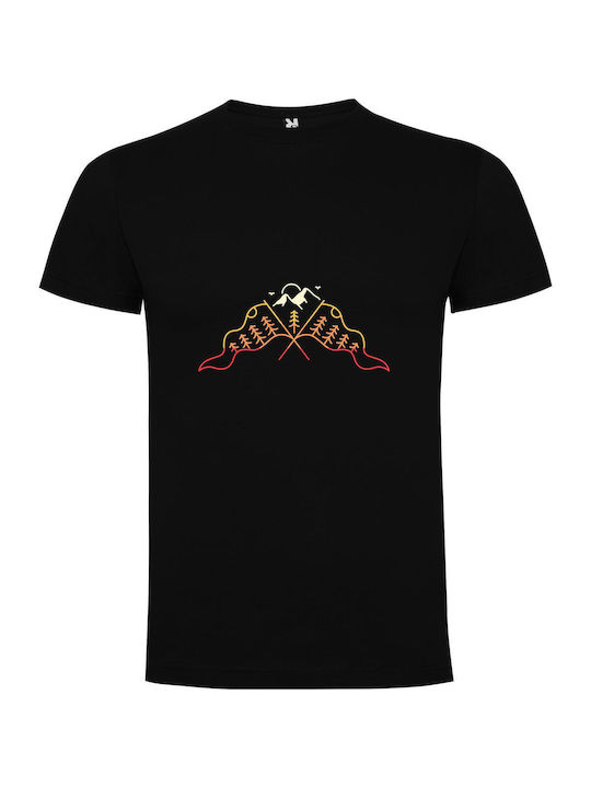 iLovePrints Symmetrical Mountain Majesty T-shirt Schwarz