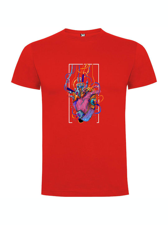 iLovePrints Heart Machine Fusion T-shirt Red