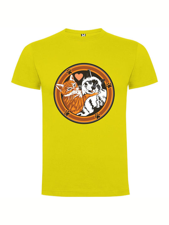 iLovePrints Catty Circle Design T-shirt Yellow