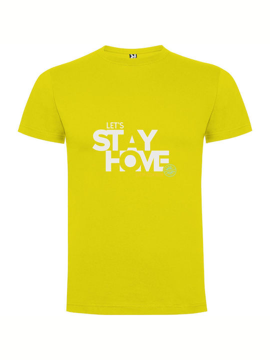 iLovePrints Stay Home, Stop Covid T-shirt Yellow