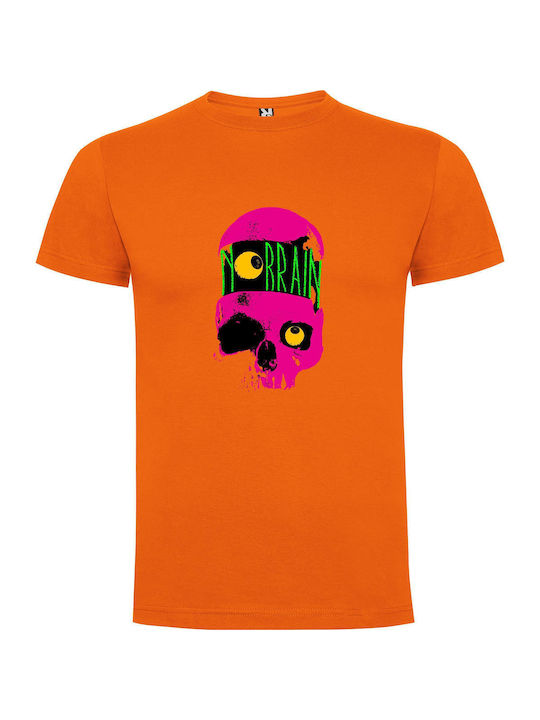 iLovePrints Morbid Pink Brains T-shirt Orange