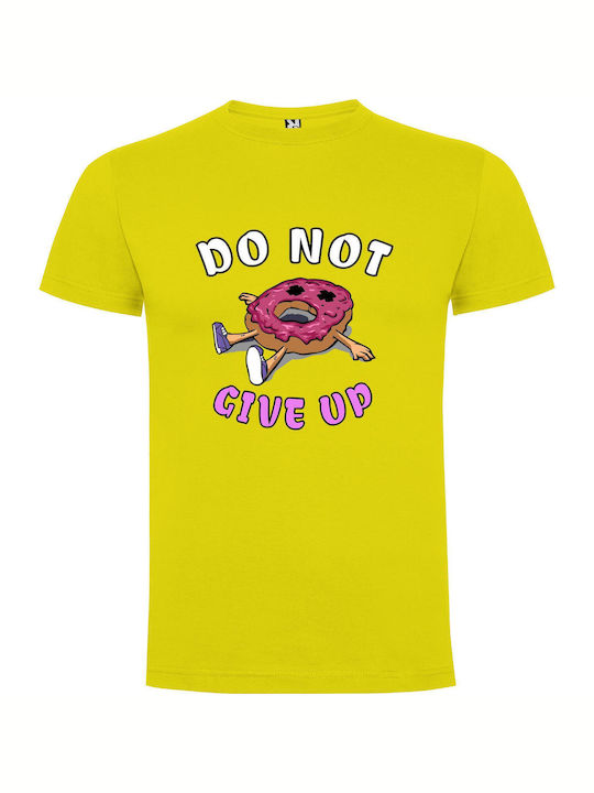 iLovePrints Donut Give Up T-shirt Yellow