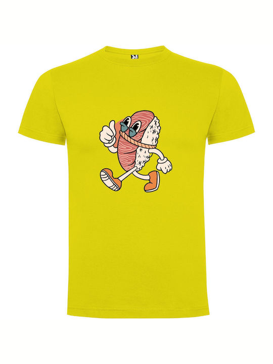 iLovePrints Sprint Of Animated Food T-shirt Yellow