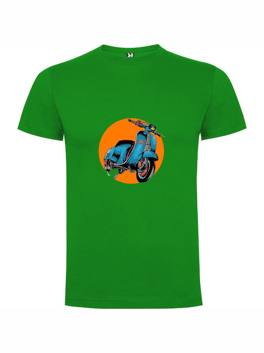 iLovePrints Custom Retro Scooter Vector T-shirt Green