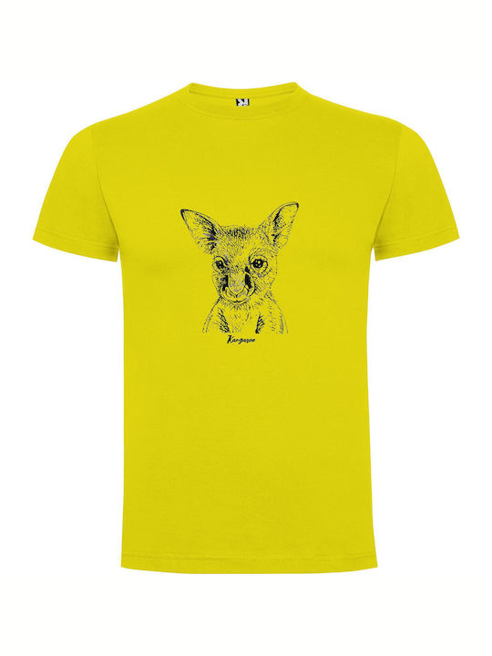 iLovePrints Kangaroo Pen Art T-shirt Κίτρινο