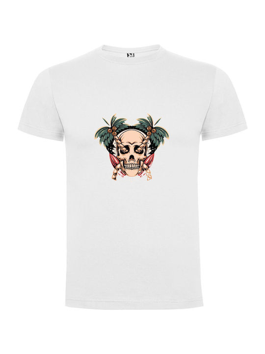 iLovePrints Winged Horned Fantasy Skull T-shirt White