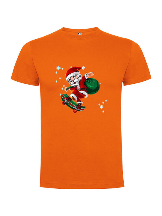 iLovePrints Skateboard Santa Claus! T-shirt Orange