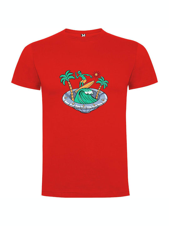 iLovePrints Surfing Miami Waves T-shirt Red