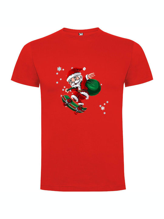 iLovePrints Skateboard Santa Claus! T-shirt Red