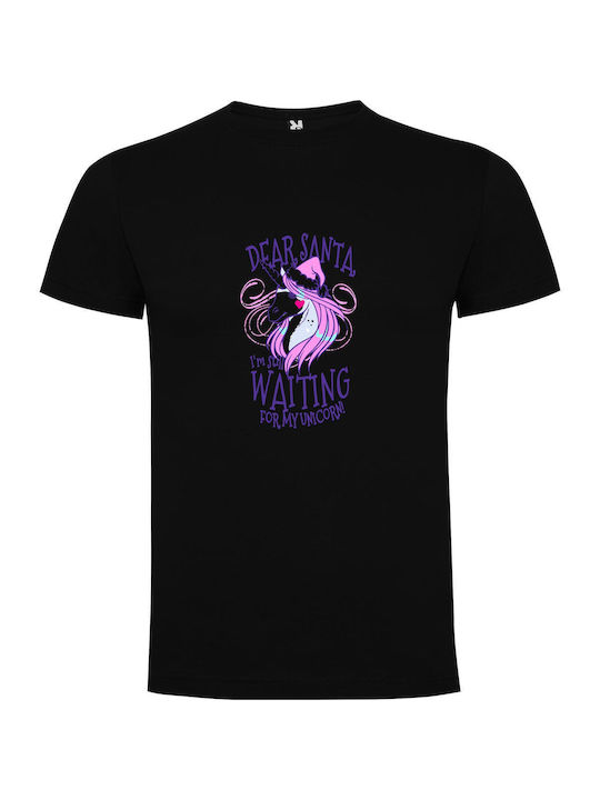 iLovePrints Patiently Waiting For Unicorn T-shirt Black