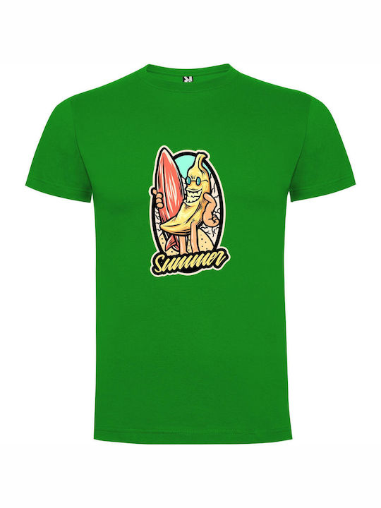 iLovePrints Surfing Banana Summer T-shirt Green