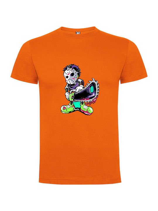 iLovePrints Skateboard Slasher Smirk T-shirt Orange