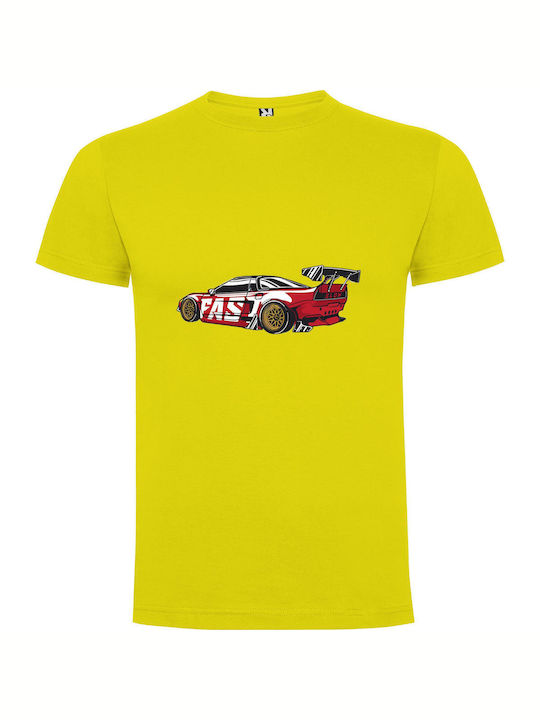 iLovePrints Fastest Red Drift Car T-shirt Κίτρινο