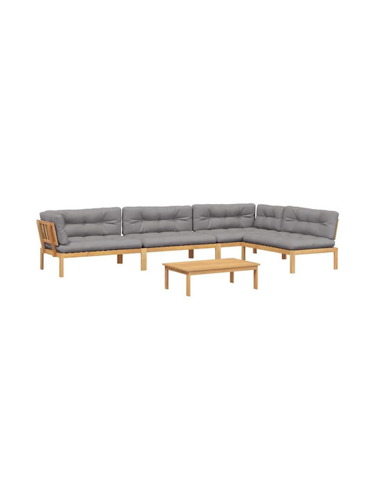 Garden & Outdoor Furniture Sets Living Room Set 5 Pieces Acacia with Pillows