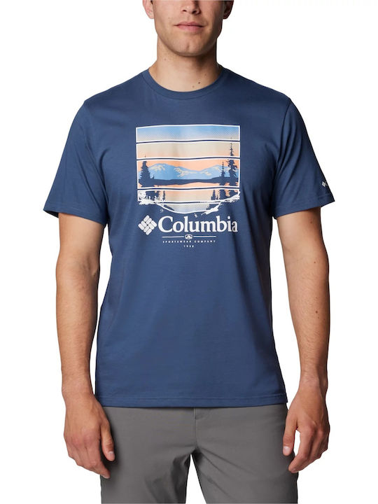 Columbia Path Lake Ii T-shirt Bărbătesc cu Mânecă Scurtă Albastru