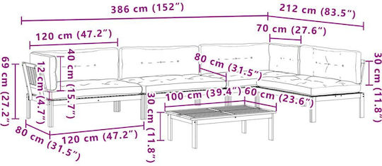 Garten- und Outdoor-Möbelsets 5 Stück Akazie mit Kissen