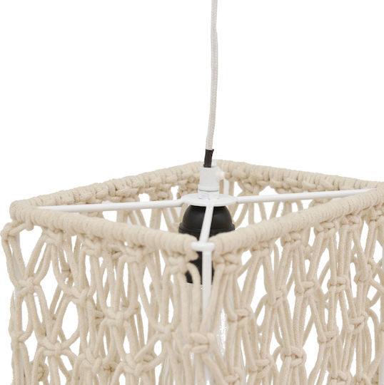 Inart Natural Pendant Light Beige Boho with Rope for Socket E27 30x22x110cm