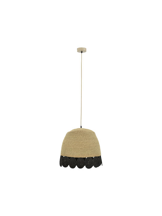 Inart Natural Κρεμαστό Φωτιστικό Καφέ με Ντουί E27 50x50x115εκ.