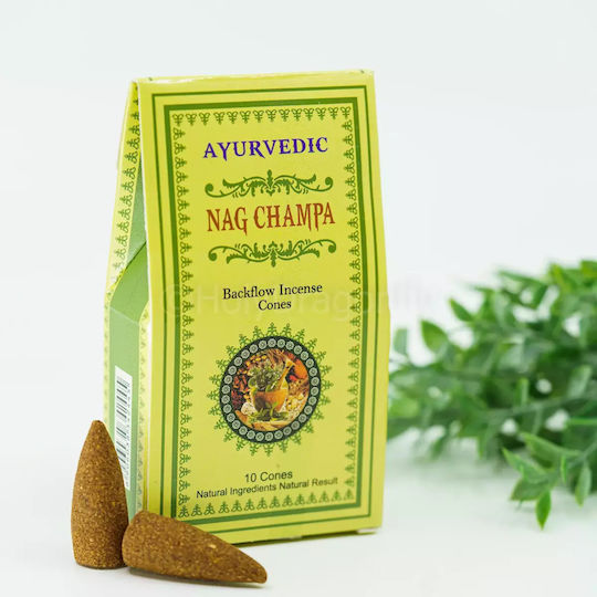 Ayurvedic Nag Champa Backflow Incense Cones 10pcs