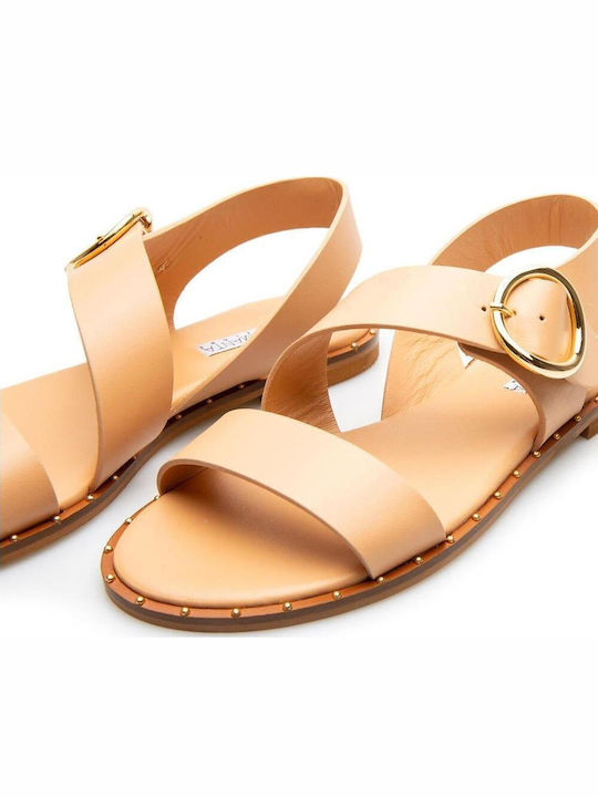 Leather Women's Flat Sandals Caramel