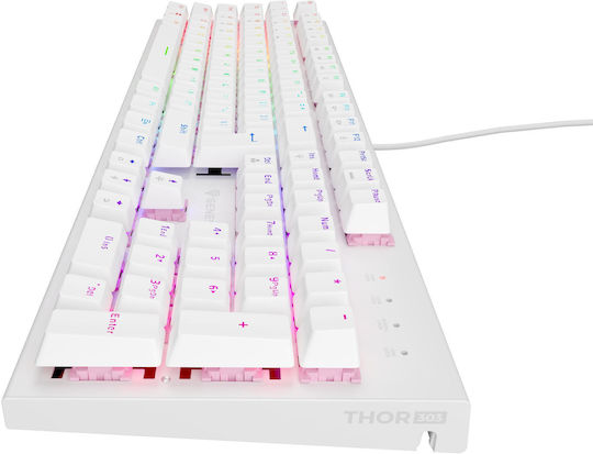 Genesis Thor 303 Gaming Μηχανικό Πληκτρολόγιο με Outemu Peach Silent διακόπτες και RGB φωτισμό (Αγγλικό US) Λευκό