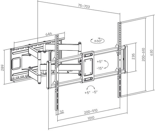 Maclean Energy MC-482 Βάση Τηλεόρασης Τοίχου έως 120"