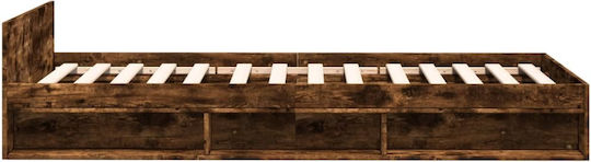King Size Holzbetten Braune mit Lattenrost für Matratze 190x190cm