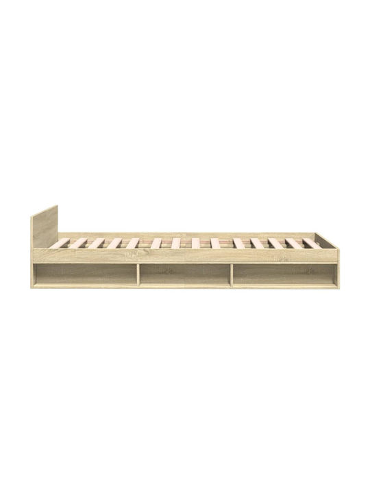 Ein Einzelbett Aus Holz Braune Mit Lattenrost Für Matratze 75x190cm