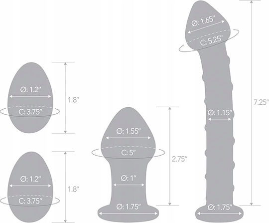 Glas Πρωκτικά Dildos Σετ Κόκκινα