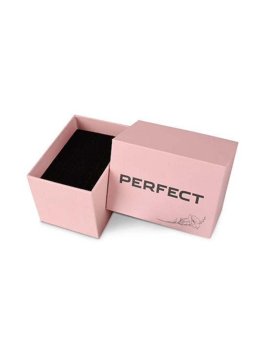 Perfect Γυναικείο Ρολόι 32mm Μπαταρίας με Πράσινο Δερμάτινο Λουράκι