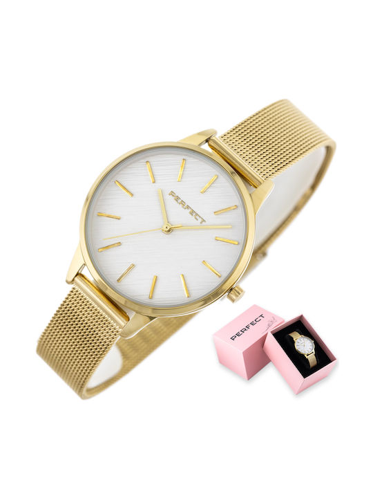 Perfect Damen Uhr mit Gold Metallarmband