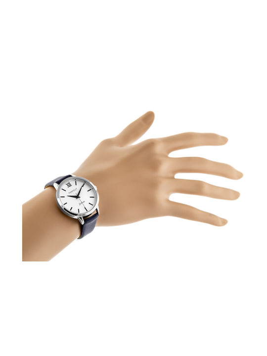 Perfect Γυναικείο Ρολόι 30mm Μπαταρίας με Μωβ Δερμάτινο Λουράκι