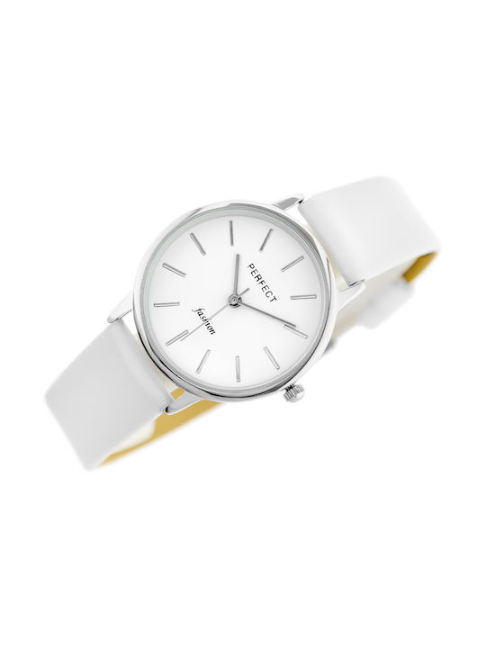 Perfect Watch with White Leather Strap