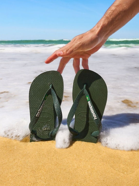 Brasil Logo Men's Flip Flops Khaki