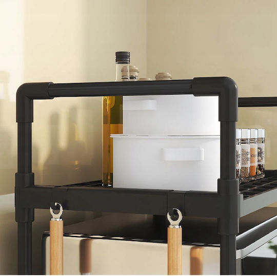 Metal Microwave Oven Stand 48x32x71cm Black