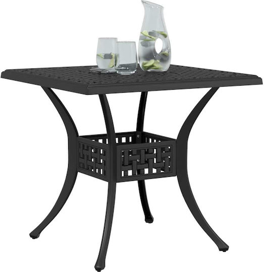 Outdoor Dinner Aluminum Table Black 80x80x75cm