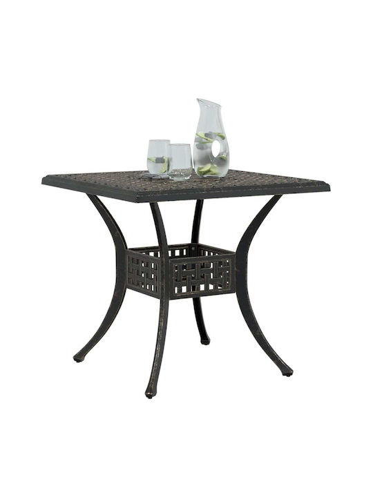 Outdoor Dinner Aluminum Table Bronze 80x80x75cm