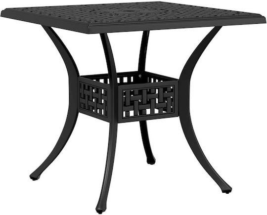 Outdoor Dinner Aluminum Table Black 80x80x75cm