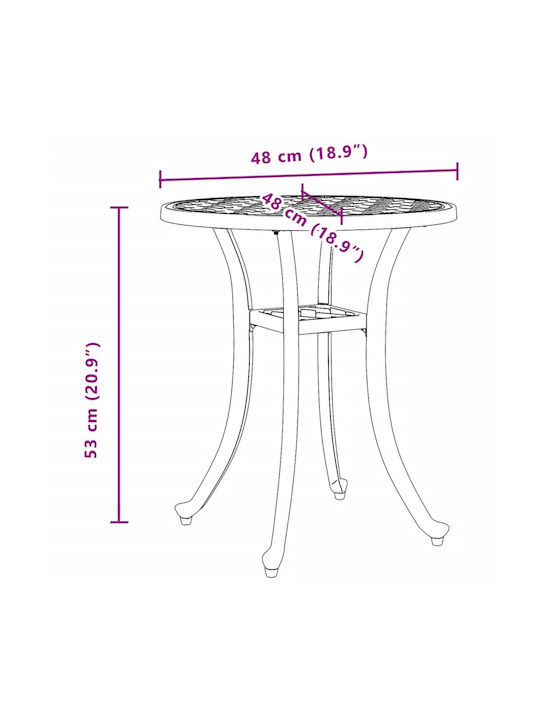 Sitting Room Outdoor Free Standing Aluminum Table Green 48x48x53cm