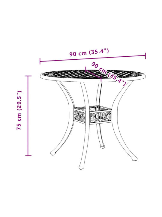 Garten- und Terrassentisch aus Aluminium Grünes 90x90x75cm