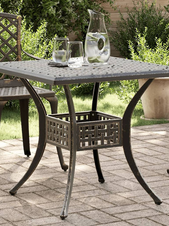 Outdoor Dinner Aluminum Table Bronze 80x80x75cm