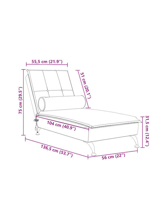Recliner Samt Gray L136.5xW56xH75cm