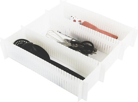 Compactor Plastic Organizator de sertare în Culoare Alb 44x10cm 6buc