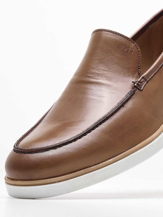 Boss Shoes Leder Herren Mokassins in Tabac Braun Farbe