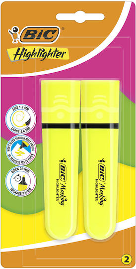 BIC Marking Markere de subliniere 1.2mm Yellow Phosphorescent 2buc